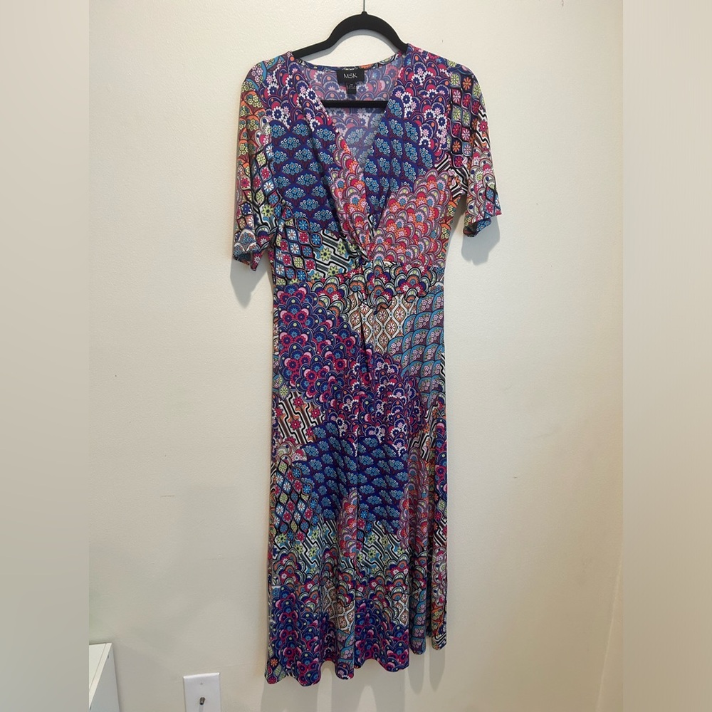 Multicolour MSK dress size medium. Short sleeve long dress.
